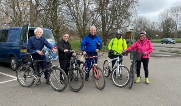 Cyclists about to start a wellbeing cycle ride in Elmbridge