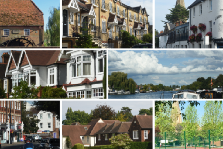 A collage of homes in Elmbridge