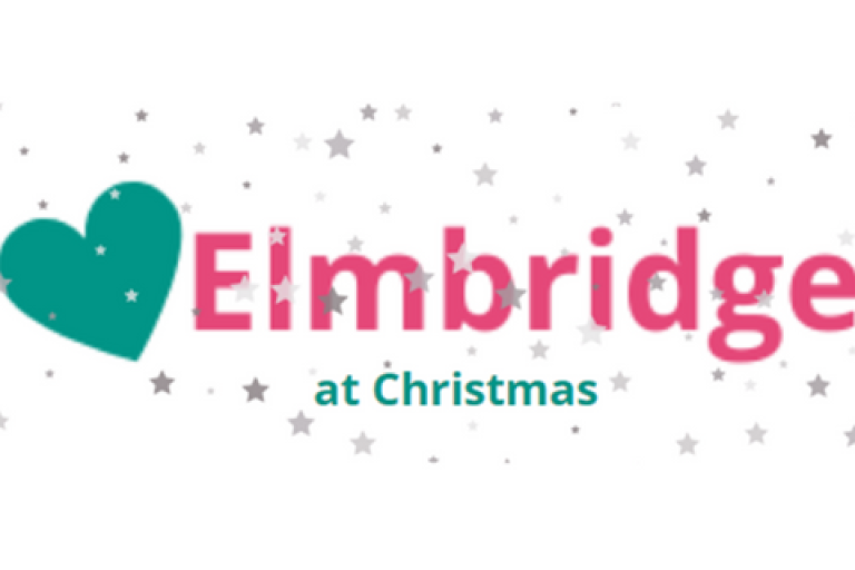 Love Elmbridge at Christmas logo with silver stars