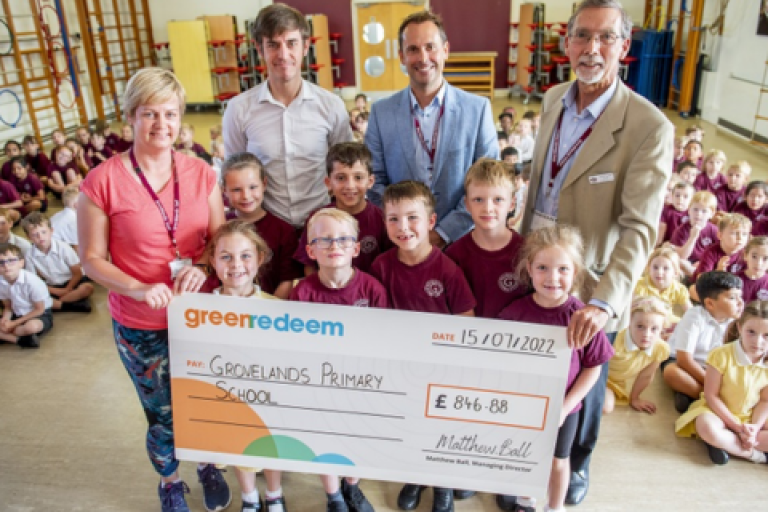Grovelands Primary School presented with cheque