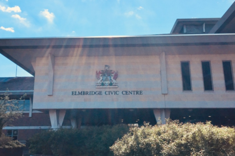 Exterior of the civic centre in sun
