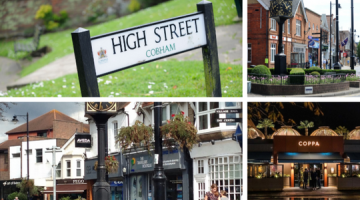 A collage of images of Cobham High Street