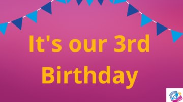 A graphic showing that it is the Elmbridge Community Lottery's 3rd Birthday