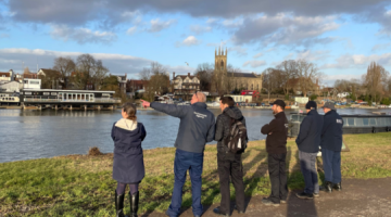 Environment Agency assessing the riverside in Elmbridge