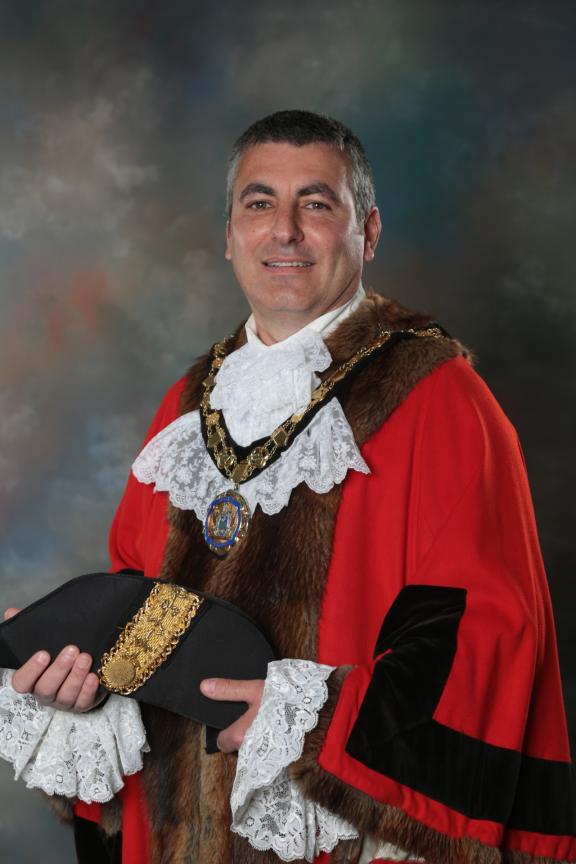 Mayor Steve Bax in the Mayoral chains and traditional red robe