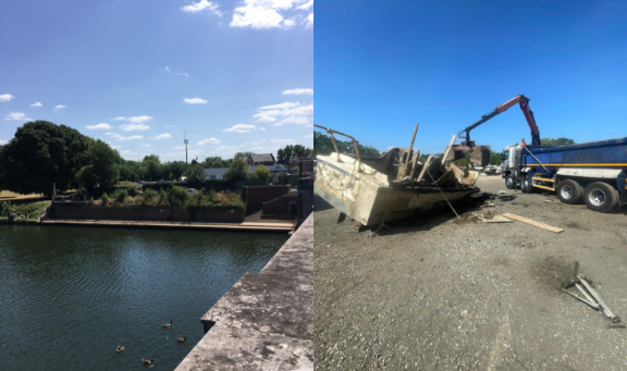 Unauthorised moorings Hampton Court and boat removal