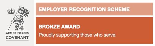 Armed Forces Covenant Employer Recognition Scheme Bronze Award - proudly supporting those who serve