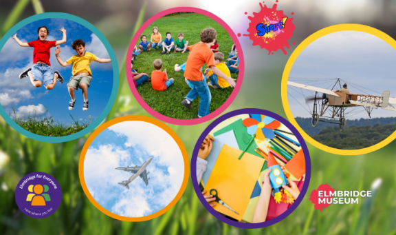 Several images of children participating in outdoor games.