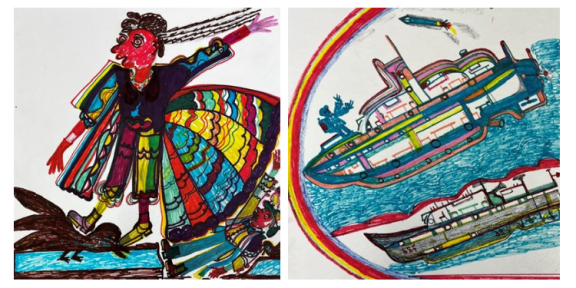 Bonifacio artwork with boat and dancer