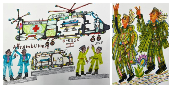 Bonifacio artwork with helicopter and soldiers
