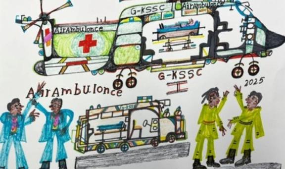 Manuel Bonifacio artwork featuring helicopters and emergency services