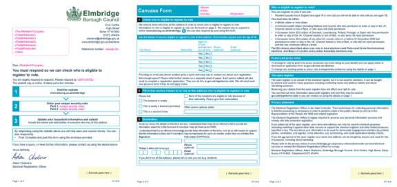 The annual canvass form sent out between June and September