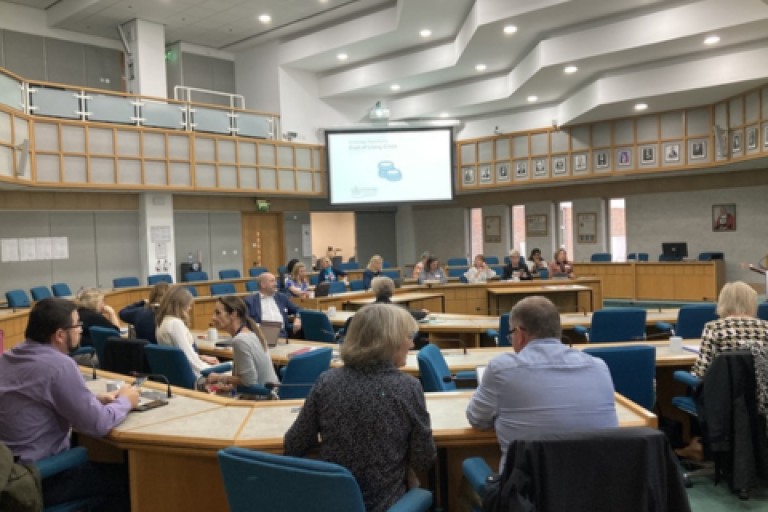 A roundtable taking place in the council chamber