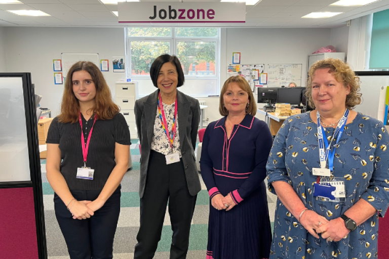 Representatives from Brooklands College, Elmbridge Borough Council and the DWP stand together