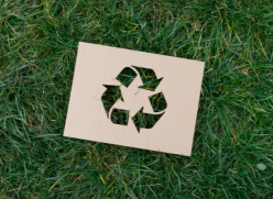 Recycling symbol on grass