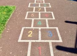 Hopscotch grid at Coronation Recreation Ground in Hersham
