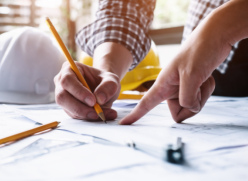 Developer working on plans