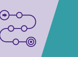 Purple timeline icon showing start, finish and milestone points