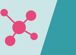 Pink connections icon on turquoise background
