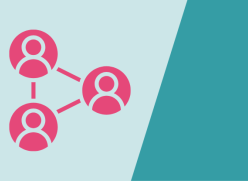 Pink connections icon on turquoise background