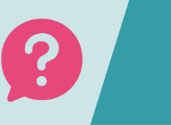Pink question icon on turquoise background