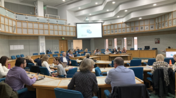 A roundtable taking place in the council chamber