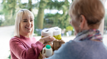 Volunteers delivering food shopping