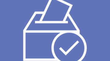 Blue graphic of a white ballot box