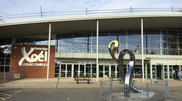 The exterior and entrance of the Xcel Leisure Centre.