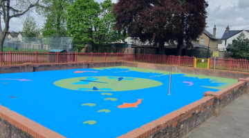 Splash pad in Hersham recreation ground