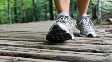 Close up of a person's feet walking