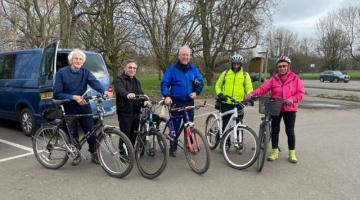 Cyclists about to start a wellbeing cycle ride in Elmbridge