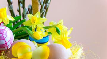 Easter flowers and eggs