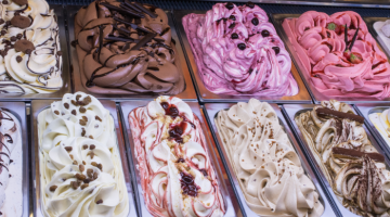 Selection of ice cream flavours