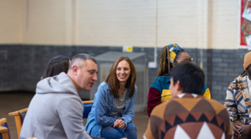 connected communities people sitting talking