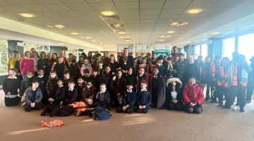 Group photo of the children taking part in Junior Citizen with the Mayor of Elmbridge