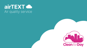 AirTEXT and Clean Air Day on blue and cloud backgrounde