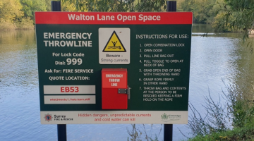 Emergency throwline at Walton Lane open space
