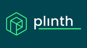 Plinth logo on a dark green background