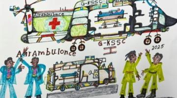 Manuel Bonifacio artwork featuring helicopters and emergency services
