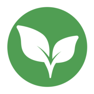 white leaves icon on green circle